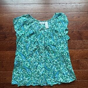 Sonoma Green and Blue Paisley Blouse